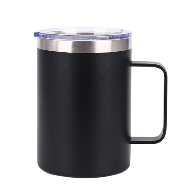 Tasse à Café en Acier Inoxydable avec Couvercle et Poignée, Isolation Thermique, Portable, Hauteur 4,52 Po, Matériau en Acier Inoxydable 304