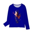 thumbnail image 4 of RXIRUCGD Chemises à Manches Longues pour Filles, Col Rond Mignon, Blouses Décontractées Élégantes (Bleu, Taille : 7 Ans), 4 of 5