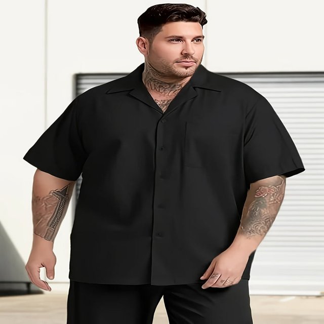 Chemise Classique à Manches Courtes pour Hommes Grande Taille Confort Signature Flex