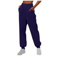 thumbnail image 1 of AherBiu Sweatpants Women High Waisted Fleece Solid Color Joggers with Pockets Fall Winter Loose Workout Running Gym Pants, 1 of 6