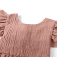 thumbnail image 3 of ShomPort Jupe d'Été pour Filles en Lin Sans Manches Ligne A Col Ras du Cou Ruffle Confortable Respirante Couleur Unie Robe de Vacances, 3 of 7