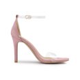 thumbnail image 3 of BLISSFUL STEP Women's Clear Ankle Strap Stiletto Heel Sandals Dust Pink 9, 3 of 7