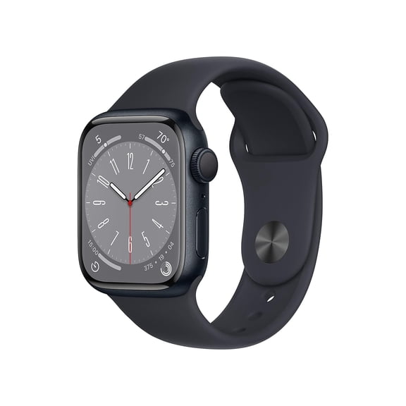 Restored Apple Watch Series 8 GPS 41mm Midnight Medium Large Band – S8 Chip, Health Sensors, Retina Display - Refurbished Good