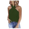 thumbnail image 1 of Timegard Womens Halter Top Sleeveless Causal Fashion Zipper Back Shirts Solid Color Trendy Top, 1 of 6