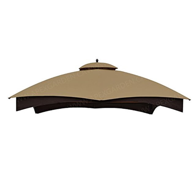 APEX GARDEN Toit de Rechange pour Gazebo Lowes Allen Roth 10X12 #GF-12S004B-1, Illustré de Couleur taupe Doré. Fabriqué en polyester 100 %, Cet Auvent Protégé contre les UV et Hydrofuge Présente un design avec Évent. Spécialement Conçu pour s'Adapter aux Modèles de Gazebo Lowe's Allen Roth 12-ft L x 10-ft W #355094 et #510327. Cadre en Métal, Moustiquaire et Rideaux d'Intimité