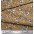 thumbnail image 2 of Soimoi Brown Polyester Crepe Fabric Leaves,Floral & Animal Cartoon Print Sewing Fabric BTY 52 Inch Wide, 2 of 3