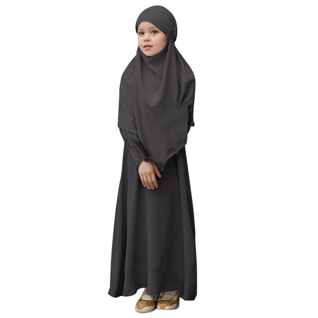LUOGENLI Robe Filles Col Rond à Volants Robe de Couleur Unie avec Motif à Volants Robe Maxi pour Filles 2025 Grande Taille Gris Foncé 11-12 Ans