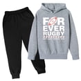 thumbnail image 1 of WEIYLL Outfits for Boys Sets Hooded Football Personality Letter Printed Pants Football Rugby Activity Grey Suits 13-14 Years, 1 of 3