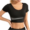 thumbnail image 1 of Timegard Hauts de Yoga pour Femmes Col Rond Manches Courtes Ajusté Confortable Court Extensible Entraînement Gym T-Shirts, 1 of 4