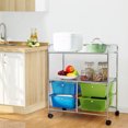 thumbnail image 3 of Patiojoy 4-Drawer Rolling Storage Cart Metal Rack Organizer Shelf with Wheels Green+ Blue, 3 of 6