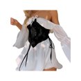 thumbnail image 3 of FOCUSNORM Women’s Solid Color Mesh Yarn Long Sleeve Boat Neck Short Dress, 3 of 9