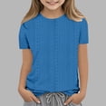 thumbnail image 2 of Plebaso Chemises à Illets pour Filles, Manches Courtes, Col Rond, Blouse Ajourée, Hauts d'Été Décontractés pour Enfants 3-12 Ans, 2 of 4