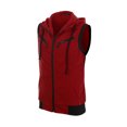 thumbnail image 2 of INSPIRE CHIC Men's Vest Hoodie Zip Up Sleeveless Drawstring Hooded Vest 42 Burgundy, 2 of 8