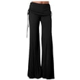 thumbnail image 1 of Timegard Plus Size Pants for Women Wide Leg Ruched Drawstring Flare Leggings Casual Comfy Trousers, 1 of 6