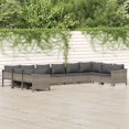 thumbnail image 1 of vidaXL 10 Piece Garden Lounge Set with Cushions Grey Poly Rattan, 1 of 5