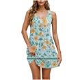 thumbnail image 2 of Ovzne Robes d'Été pour Femmes 2025 Robe pour Femme Robe Décontractée et à la Mode pour Femmes Imprimée Col Rond Sans Manches avec Poche Robe Courte Décontractée Robe Grande Taille Imprimée Liquidation, 2 of 7