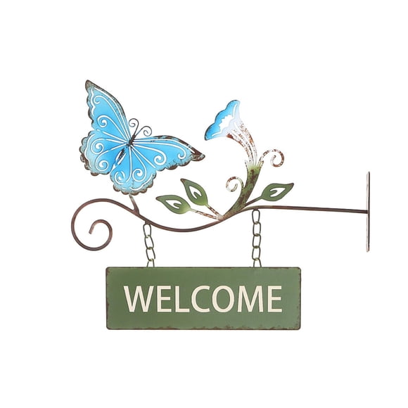 IH Casa Decor Hanging Metal Butterfly Welcome Sign