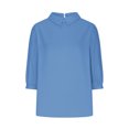 thumbnail image 5 of AherBiu Chemises en Lin pour Femmes Manches 3/4 Col à Revers Style Rétro Hauts Décontractés Amples Mode Automne 2024 Blouses, 5 of 5