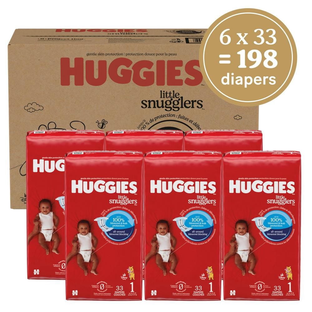 Huggies Little Snugglers Baby Diapers, Newborn (up to 10 lbs), 84 Ct