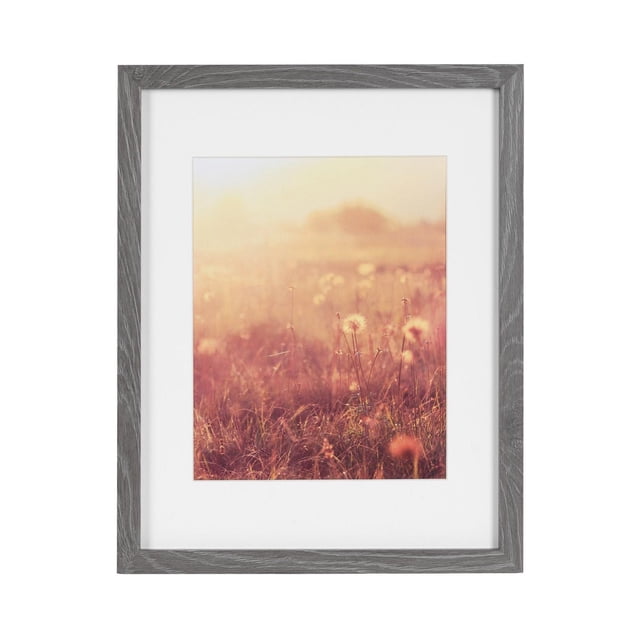 DesignOvation Gallery 11" X 14" Matted to 8" X 10" Grey Picture Frame