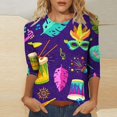 thumbnail image 2 of Outfmvch Chemises Mardi Gras pour Femmes, Manches 3/4 Hauts pour Femmes, Tenue Mardi Gras pour Femmes, Blouses pour Femmes, Hauts d'Entraînement pour Femmes, Tunique Graphique de Carnaval Manches 3/4 Col Rond Blouse Bleue TG, 2 of 5