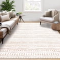 thumbnail image 3 of Twister.CK Washable 8' x 10' Vintage Striped Area Rug, Soft Living Room Rug Stain Resistant Indoor Carpet Non Slip Low Pile Floor Cover for Bedroom Dining Room, Brown, 3 of 9
