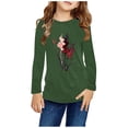 thumbnail image 1 of RXIRUCGD Chemises à Manches Longues pour Filles Imprimés Mignons Col Rond Hauts Blouses Décontractées Habillées Vêtements (Vert Armée, Taille : 3 Ans), 1 of 5