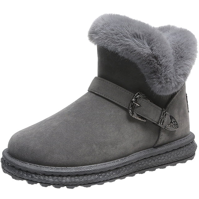 Coofit Women Winter Boots Simple - Faux Fur Cuff Decorative Snow Boots Ankle Booties