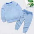 thumbnail image 1 of LSLJS Ensemble Automne Hiver pour Tout-Petits Garçons Filles, Bonbon, Couleur Unie, Chandail à Col Rond et Pantalon de Jogging ( Bleu Pâle, 5-6 Ans ), 1 of 5