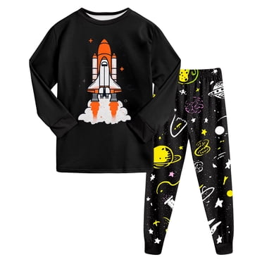 Gubotare Toddler Boys Pajamas Baby Boys Girls Cotton 2 Piece Pajamas Toddler Boys Striped Long Sleeve Sleepwear Set Cute Printed Loungewear Pjs (Orange,2-3 Years)