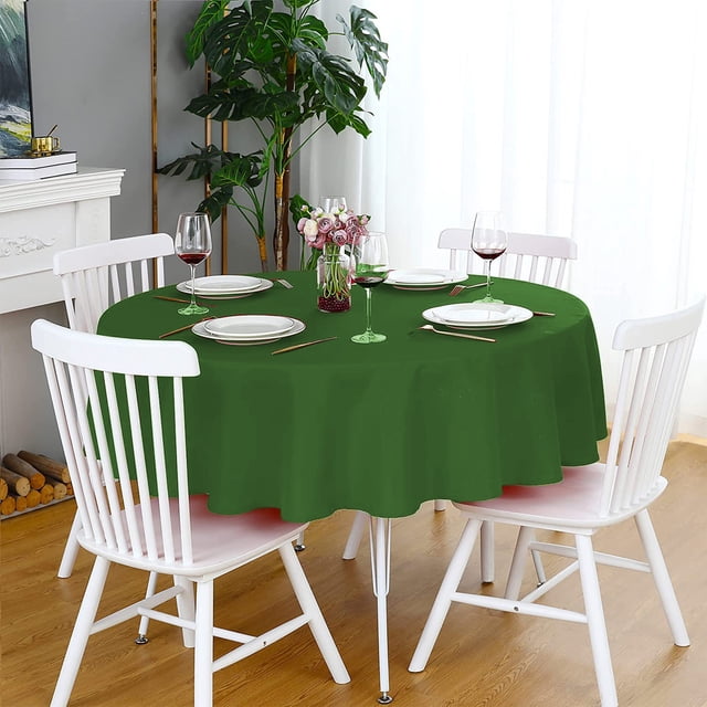 48-Inch Round Polyester Tablecloth for Dining Room, Wrinkle-Resistant Fabric Cover for Home Kitchen Parties