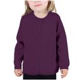 thumbnail image 2 of RXIRUCGD Cardigan à Col Rond pour Filles en Coton Uni à Manches Longues, Violet, Taille : 6 Ans, 2 of 8