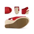 thumbnail image 2 of BLISSFUL STEP Sandales Espadrilles à Talons Hauts à Bout Ouvert pour Femmes Rouge 10, 2 of 6