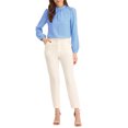 thumbnail image 2 of INSPIRE CHIC Chemisier en Mousseline pour Femmes Travail Bureau Col Montant Manches Longues Blouse m Bleu, 2 of 6