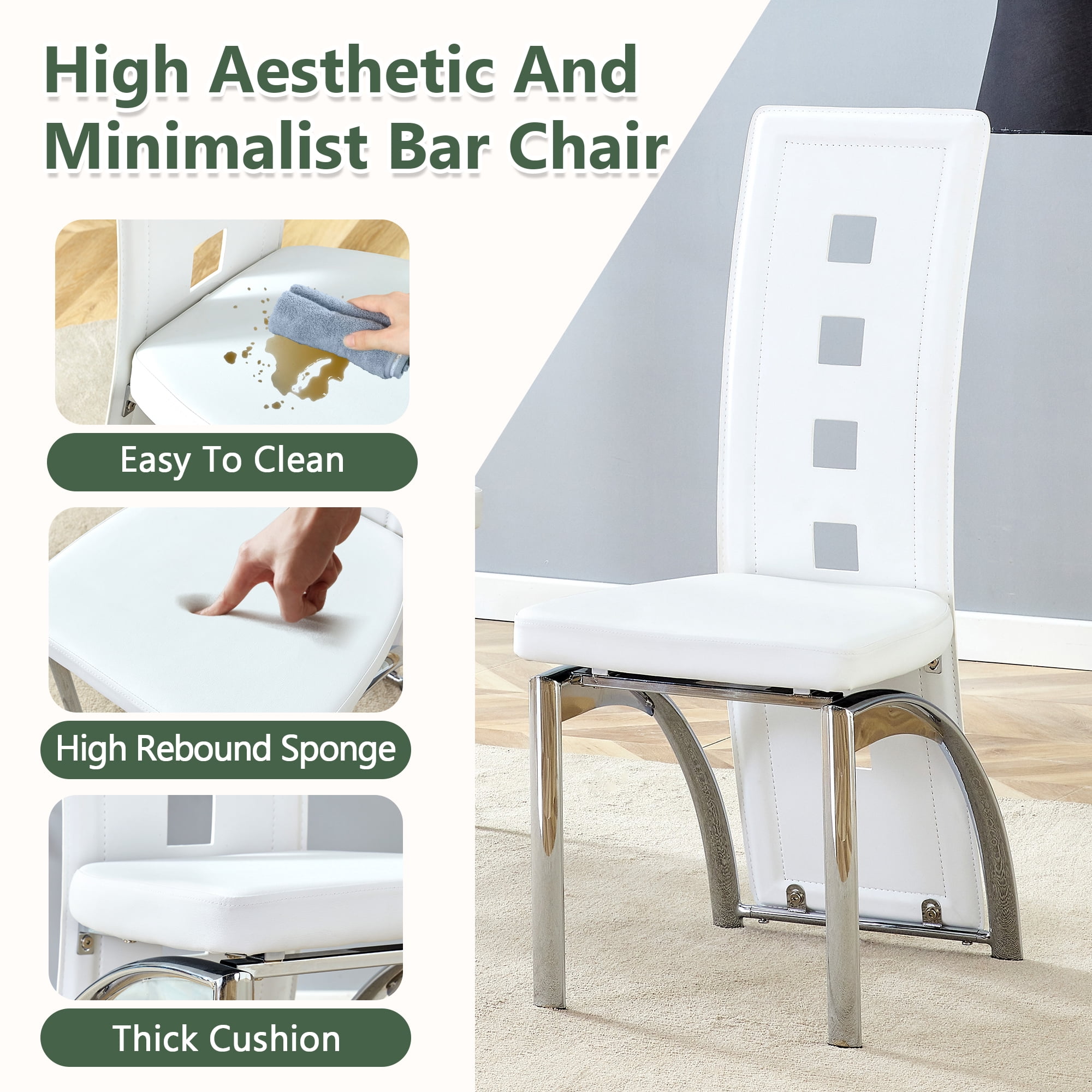 Noble House Modern Minimalist 2-Piece Dining Chair Set - White Saddleback