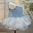 thumbnail image 5 of XDZJLR Girls Rompers Kids Summer Solid Color Suspender Dance Training Dress Children's Performance Puffy Dress Outfit Navy 5-6 Years, 5 of 5
