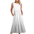 thumbnail image 1 of Dvkptbk Summer Robes Décontractées de Plage pour Femmes 2024 Mode Robe Dégradée Robe Midi Sans Manches Robe Évasée Robe Débardeur Robe d'Été Plissée Robe Débardeur avec Poches, 1 of 4