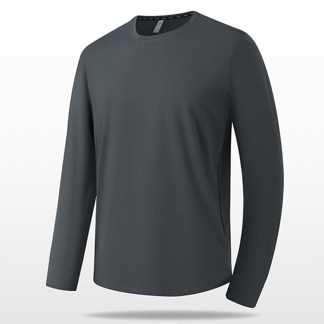 AherBiu T-Shirts à Col Rond pour Hommes à Manches Longues Grande Taille Légers Décontractés Ajustés Tee-Shirts