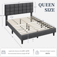 thumbnail image 3 of Yaheetech Modern Fabric Upholstered Bed Frame with Square Tufted Headboard, Queen, Dark Gray, 3 of 7