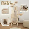 thumbnail image 3 of 81" Large Cat Tree w/ Scratching Posts, Condos, Beds, Hammocks, Jumping Platforms, Toy Balls, Rope Cat Toy, Beige, 3 of 5