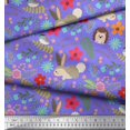 thumbnail image 2 of Soimoi Tissu en Voile de Coton à Motifs Floraux, Imprimés de Dessins Animés Rabbit & Porcupine au Mètre, 56 Pouces de Large, 2 of 3