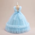 thumbnail image 4 of HBFAGFB Robe Formelle Filles Mode Enfants Sans Manches Fleur Princesse Jupe Longue en Maille Bleu Taille 9a, 4 of 4