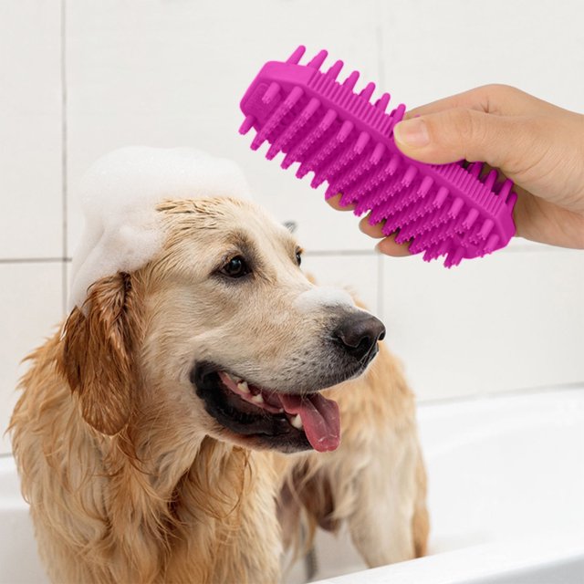 Brosse de Shampoing en Caoutchouc pour Animaux, Convient aux Chiens et Chats de Petite et Grande Taille à Poils Longs et Courts, Brosse de Shampoing pour la Douche, Masseurs de Dos pour Chien