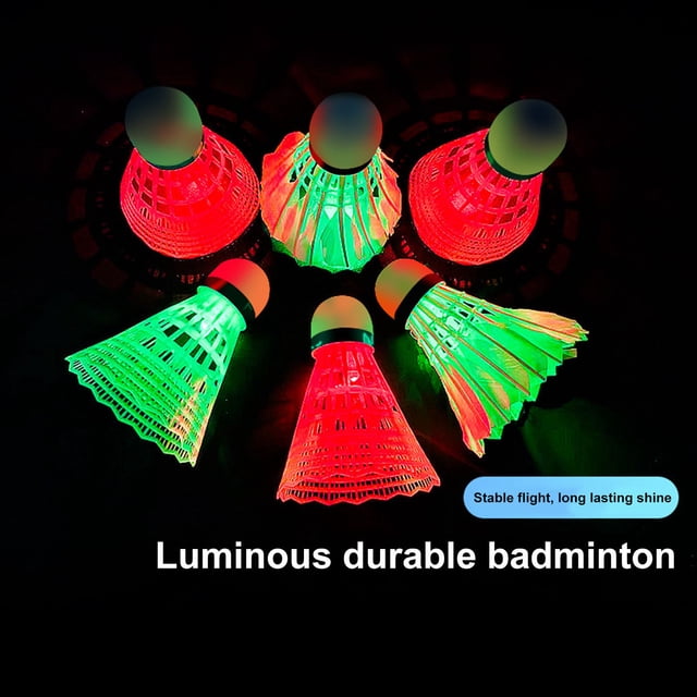 LJNYFDC Nylon Plastic Ball Badminton 3/6Pcs Luminous Badminton Balls Set Nylon Sport Badminton for Children and Adults Colorful Light Up LED Shuttlecocks