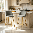 thumbnail image 1 of Homy Casa Grey Upholstered Counter Height Bar Stools, Set of 2, 1 of 9