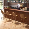 thumbnail image 1 of Homy Casa Set of 4 Swivel 26 inch Bar Stools with Footrest Upholstered Seats for Kitchen Dining Home Bar, Cognac Faux Leather, 1 of 10