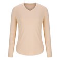 thumbnail image 4 of Timegard Womens Tops Fleece Lined Comfy Skinny Tops V Neck Thermal Underwear Fall Winter Solid Color, 4 of 6