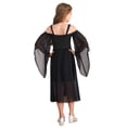 thumbnail image 2 of Yartina Girls Medieval Renaissance Princess Dresses Cold Shoulder Long Sleeve Gothic Victorian Dress Black 16, 2 of 6