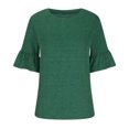 thumbnail image 4 of Pompotops Blouse d'Été Décontractée pour Femme à Manches Trois-Quarts, Col Rond, Hauts Unis, T-Shirt en Solde, 4 of 6
