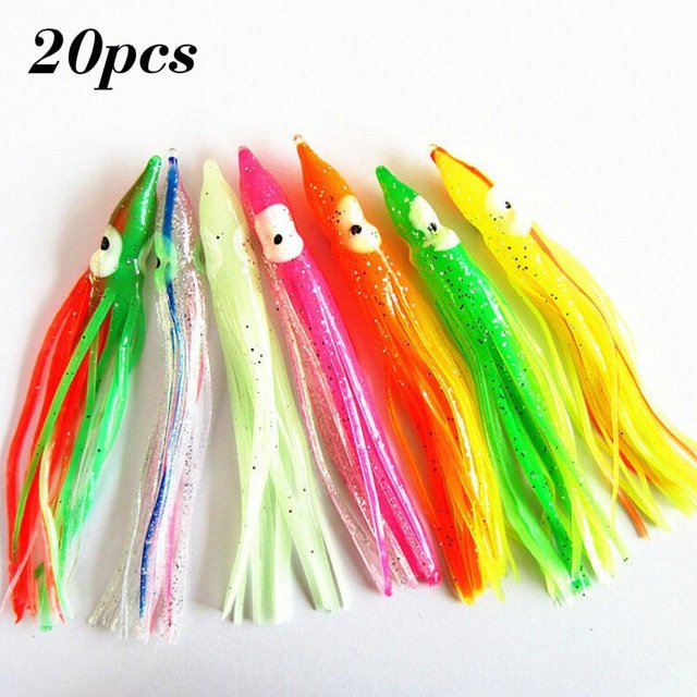20 Pcs Artificial Octopus Squid Soft Fishing Lures Bait Saltwater Colorful 5-16cm